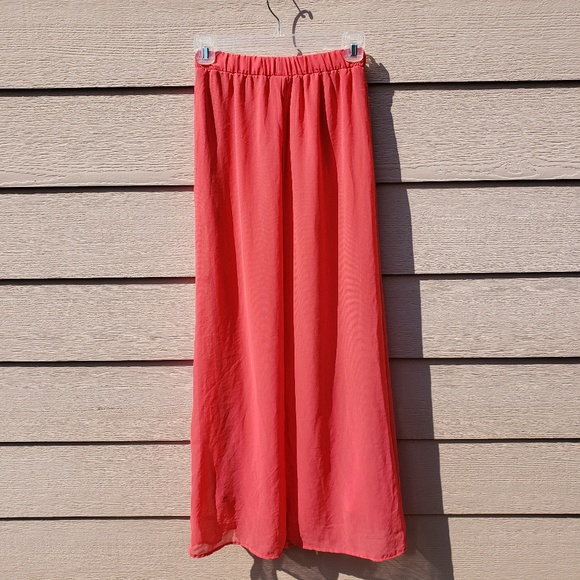 💐🏖️Forever 21 Coral Chiffon Maxi Skirt - Picture 4 of 8